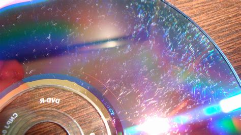 close-up of a scratched CD