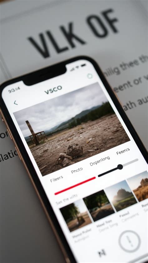 VSCO app interface showing text tool