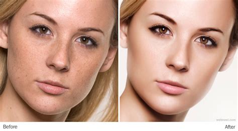 Before and after retouching example