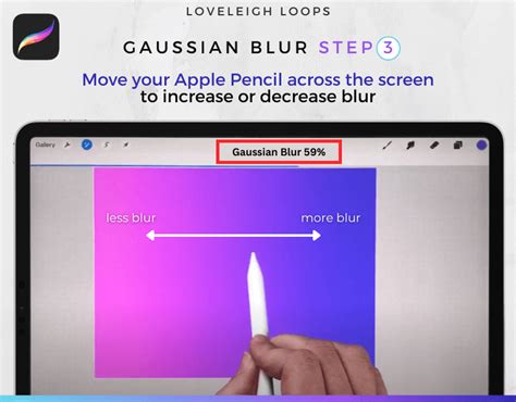 Screenshot showing Procreate's Gaussian Blur slider