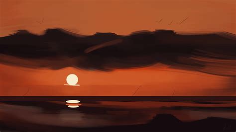 Completed Krita Sunset Painting Example