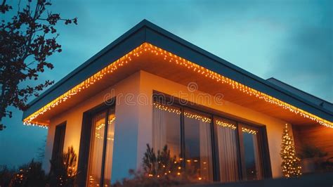 Photo of Christmas lights during golden hour