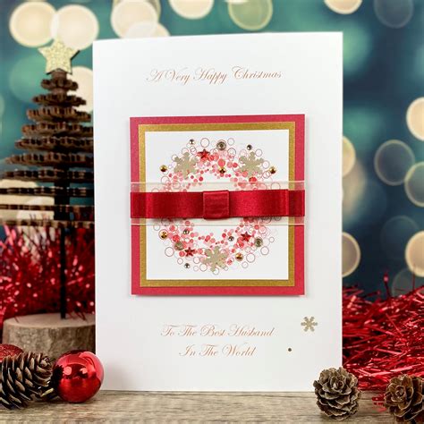 Handmade Christmas card with festive stickers