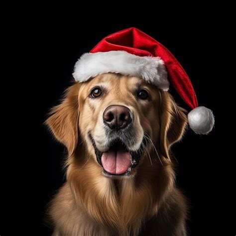 Dog wearing a Santa hat