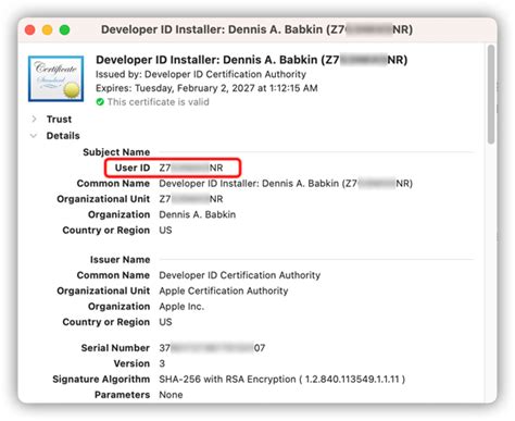 Developer ID certificate on macOS