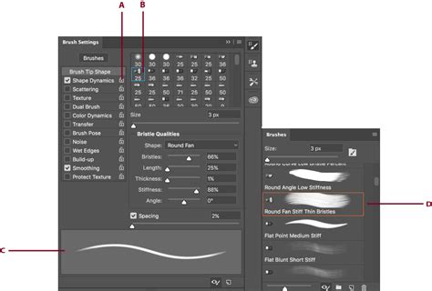 Photoshop Brush Panel showing various customization options