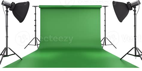 Illustration of a green screen setup contrasted with a video being edited with AI background removal.
