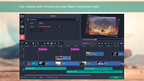 Screenshot of Movavi Photo Editor interface with collage tools highlighted