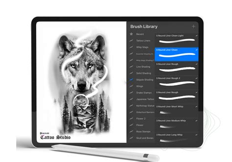 Illustration showing multiple layers in Procreate for a tattoo design