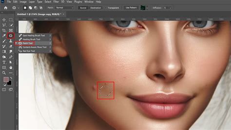 Screenshot of the Patch Tool selected in Photoshop's toolbar