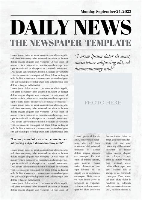 Example of a modern newspaper template with ample white space