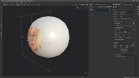 Substance Painter interface with Warp projection highlighted