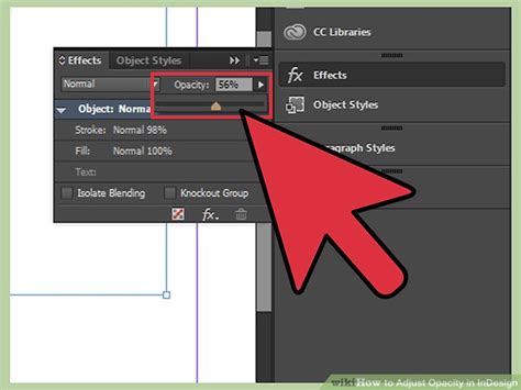 InDesign screenshot showing the adjustment of opacity and distance for a drop shadow